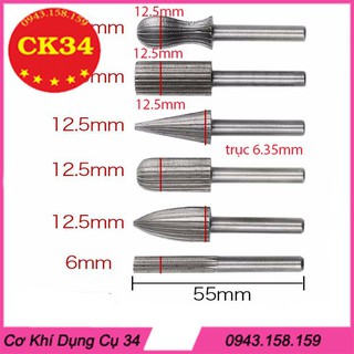Bộ 6 đầu mài gỗ thép Carbon dùng Diy. Mũi chạm khắc gỗ lũa mài chuyên dụng