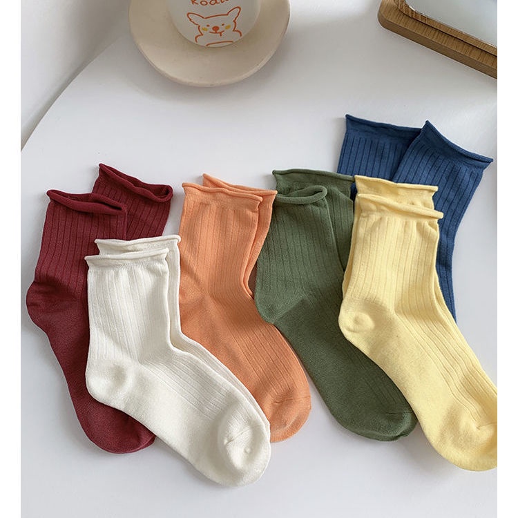 Set 2 đôi vớ mỏng nhiều màu sắc phong cách hàn quốc cho nữ