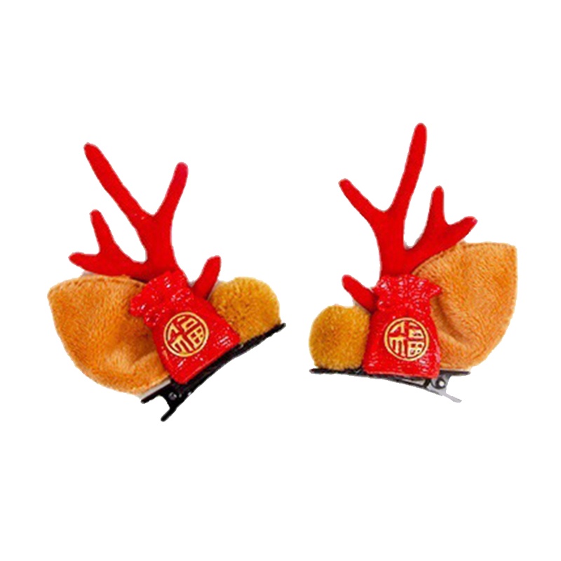 Kẹp Tóc Hình Sừng Tuần Lộc Phong Cách Năm Mới