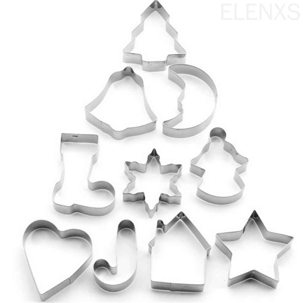 Set 10 khuôn cắt bánh quy bằng thép không gỉ họa tiết giáng sinh