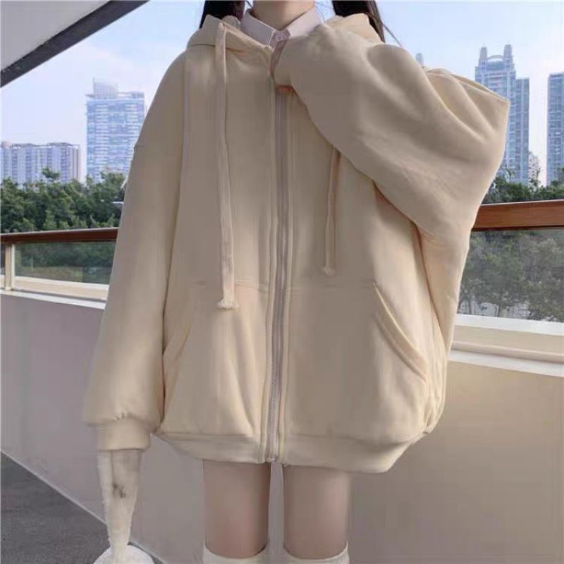 Áo khoác thun trơn basic dáng rộng