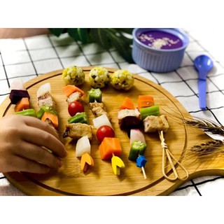 Set que xiên thức ăn, trái cây, thịt nướng