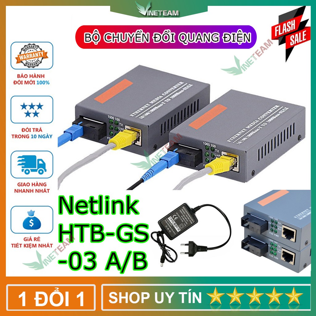 Bộ Chuyển Đổi Quang Điện Netlink HTB-GS-03 A/B Convert quang điện 10/100/1000Mb LOẠI 1 SỢI -DC4247