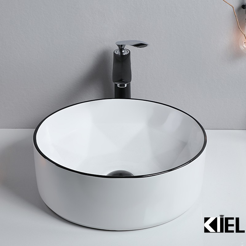 Chậu rửa mặt  lavabo  mép viền đen chính hãng bảo hành 10 năm chất men .