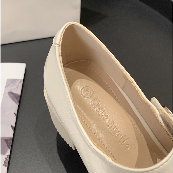 Giày da nữ cao gót Mary Janes quai ngang thiết kế sang trọng mùa thu mới 2022 Hàn Quốc, M202