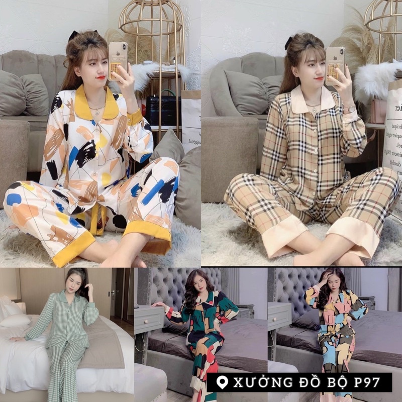 đồ bộ pijama nữ lụa satin tay dài quần dài cao cấp giá rẻ
