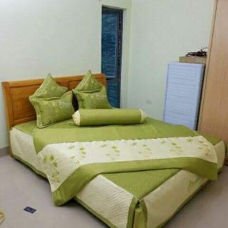 Set Satin lụa thêu hoa 7 món