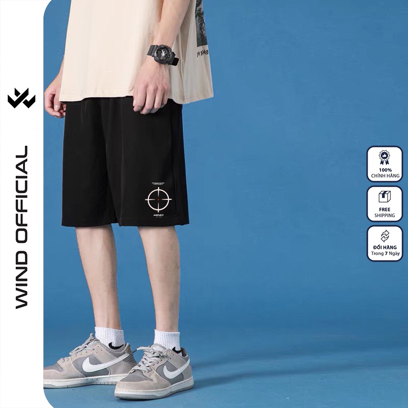 Quần short thun nam nữ WIND unisex ống rộng WIND TARGET đùi lửng ngố thời trang mặc nhà