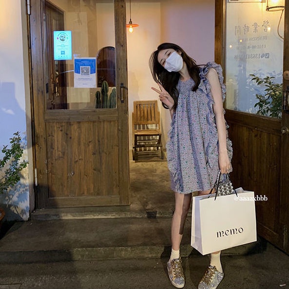 Bán Chạy!F &amp; X Đầm Ngắn Dáng Rộng In Hoa Kiểu Pháp Thời Trang Xuân Hè Chất Lượng Cao 2022