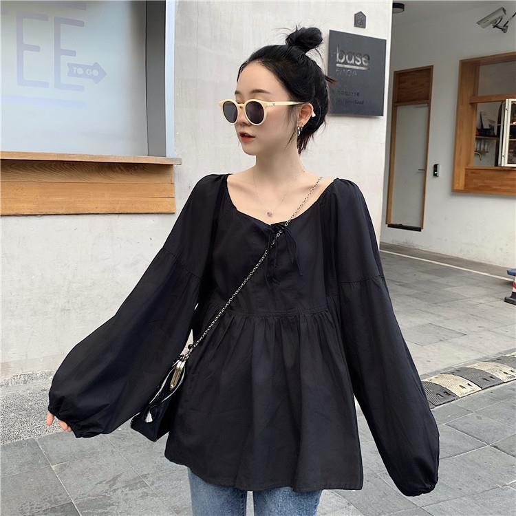 Áo kiểu tay dài phồng dáng rộng thời trang Hàn Quốc cho nữ