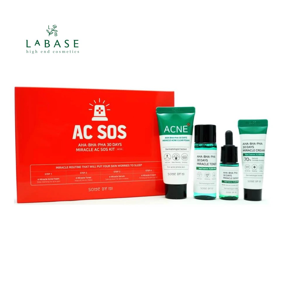 Bộ Kit 4 món giảm mụn dưỡng da Some By Mi AHA - BHA - PHA 30 Days Miracle AC SOS Kit | BigBuy360 - bigbuy360.vn
