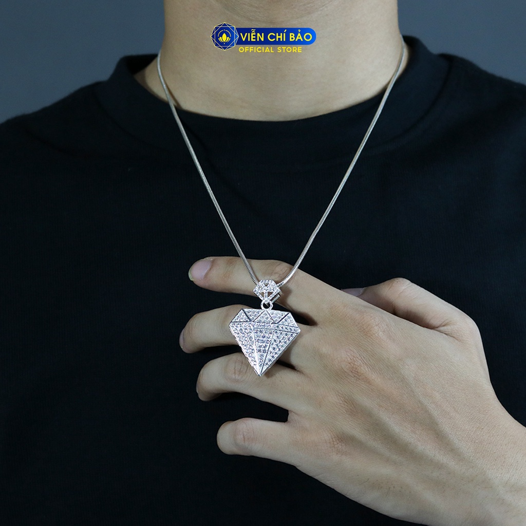 Mặt dây chuyền đá trắng chất liệu bạc 925 thời trang phụ kiện trang sức nam Viễn Chí Bảo M300013