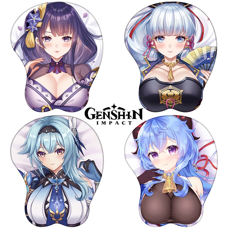 ◊☜℗Miếng lót chuột máy tính 3d bằng silicon mềm mại họa tiết hoạt hình Genshin Impact