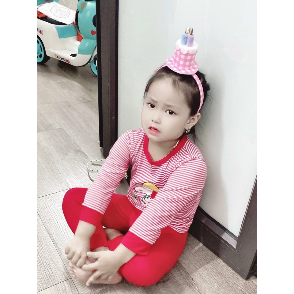 Bộ dài tay kẻ sọc hoạ tiết cún dễ thương cho bé Rimino