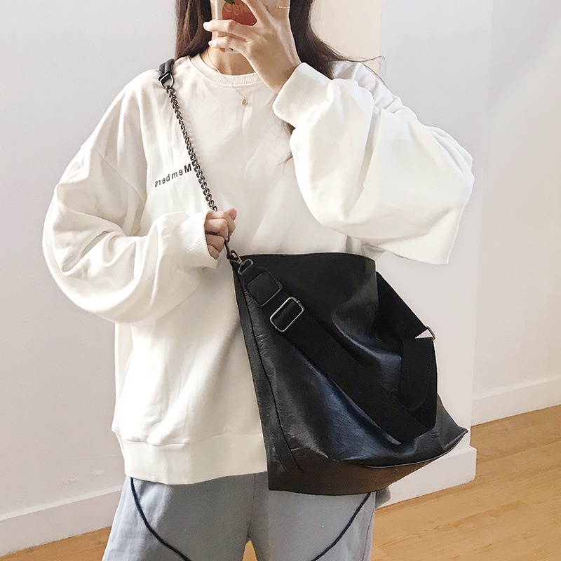 Túi Đeo Vai Cỡ Lớn Có Dây Xích Phong Cách Hàn Quốc Mới 2021 Cho Nữ
