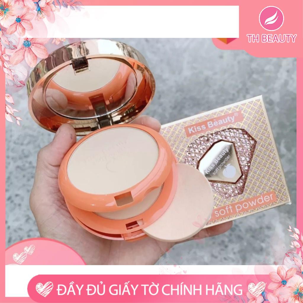 &lt;THẬT 100%&gt; Phấn nén 2 tầng Kiss Beauty hương đào