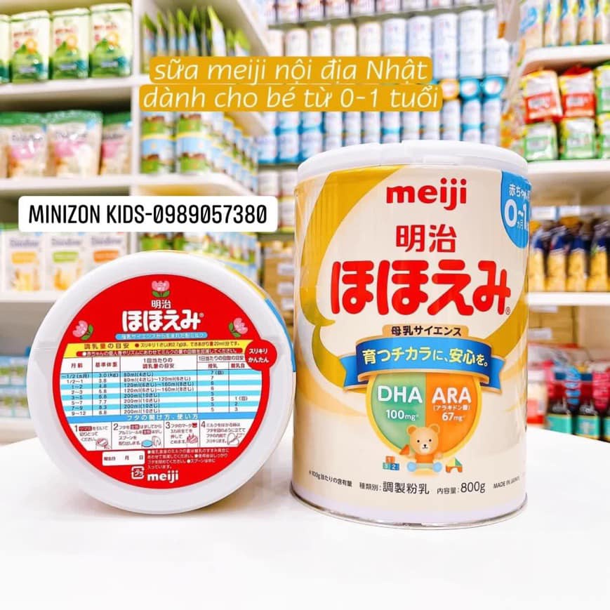 Sữa Meiji Nội Địa Nhật Số 0-1 Và Số 1-3 Lon 800g Cực Tốt Cho Bé | Minizon Kids