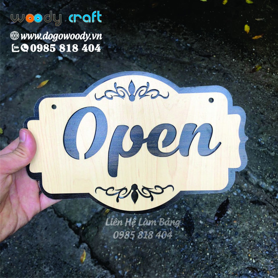 Bảng Gỗ Mẫu Open - Close - Mở Cửa - Đóng Cửa