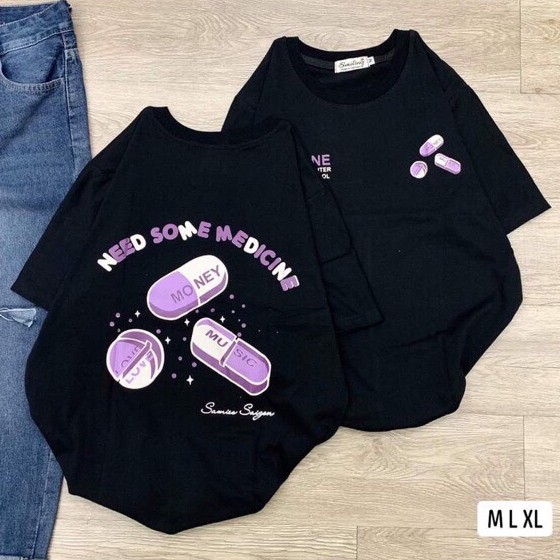 Sale Hot! Áo thun nam nữ form rộng tay lỡ ( 40-70kg) Medicine cực đẹp, áo phông dáng rộng siêu hot hit giá rẻ | BigBuy360 - bigbuy360.vn