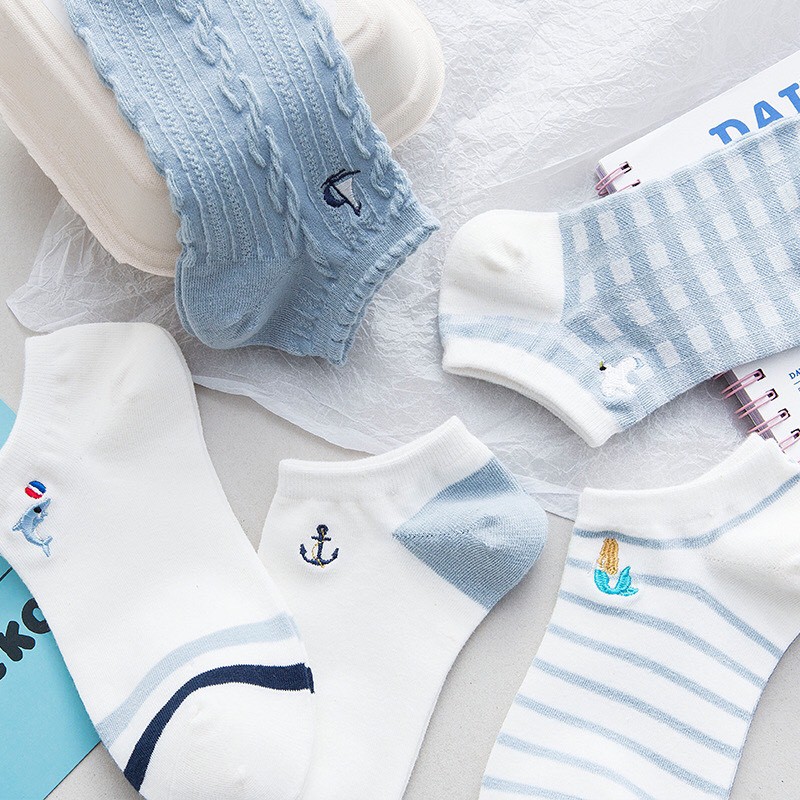 Vớ nữ cổ ngắn, Tất nữ cổ thấp Hàn Quốc vải cotton nhiều mẫu cực xinh