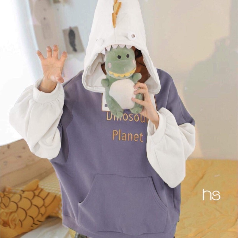 Áo Hoodie Nỉ DINO In Chữ 🦋 Áo Nỉ Ngoại Màu Tím Mũ Đầu Gà 🦋 | BigBuy360 - bigbuy360.vn