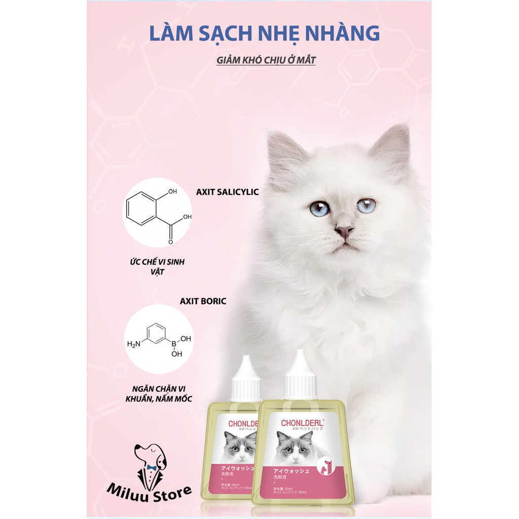 Nhỏ mắt chó mèo, làm sạch cân bằng tuyến lệ cho thú cưng