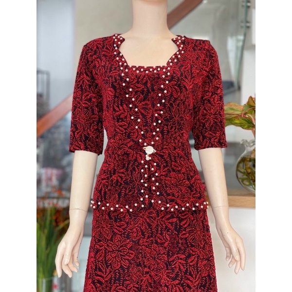 ĐẦM TRUNG NIÊN THUN KIM SA CO GIÃN HÀNG CAO CẤP