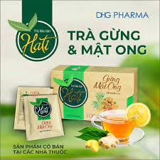 Trà Gừng Mật Ong HATI  Hộp 24 gói tra gung Hau Giang