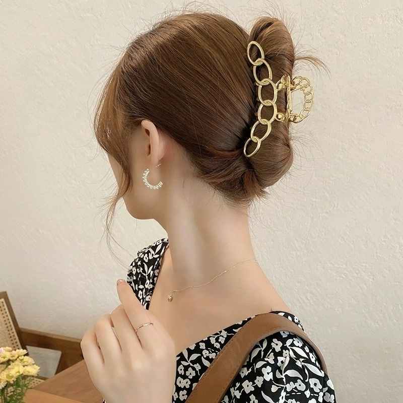 Kẹp Tóc Hình Tai Mèo/Cua Đính Đá/Ngọc Trai Giả Kiểu Hình Học Đơn Giản Phong Cách Thanh Lịch