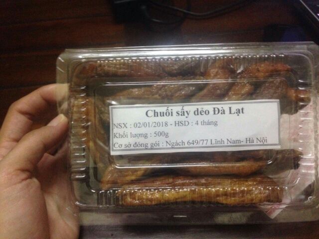 Chuối xấy dẻo hộp 500g.