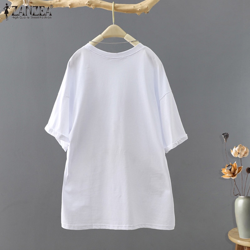 Zanzea Áo Thun Tay Ngắn Cổ Tròn In Họa Tiết Hoa Dành Cho Nữ