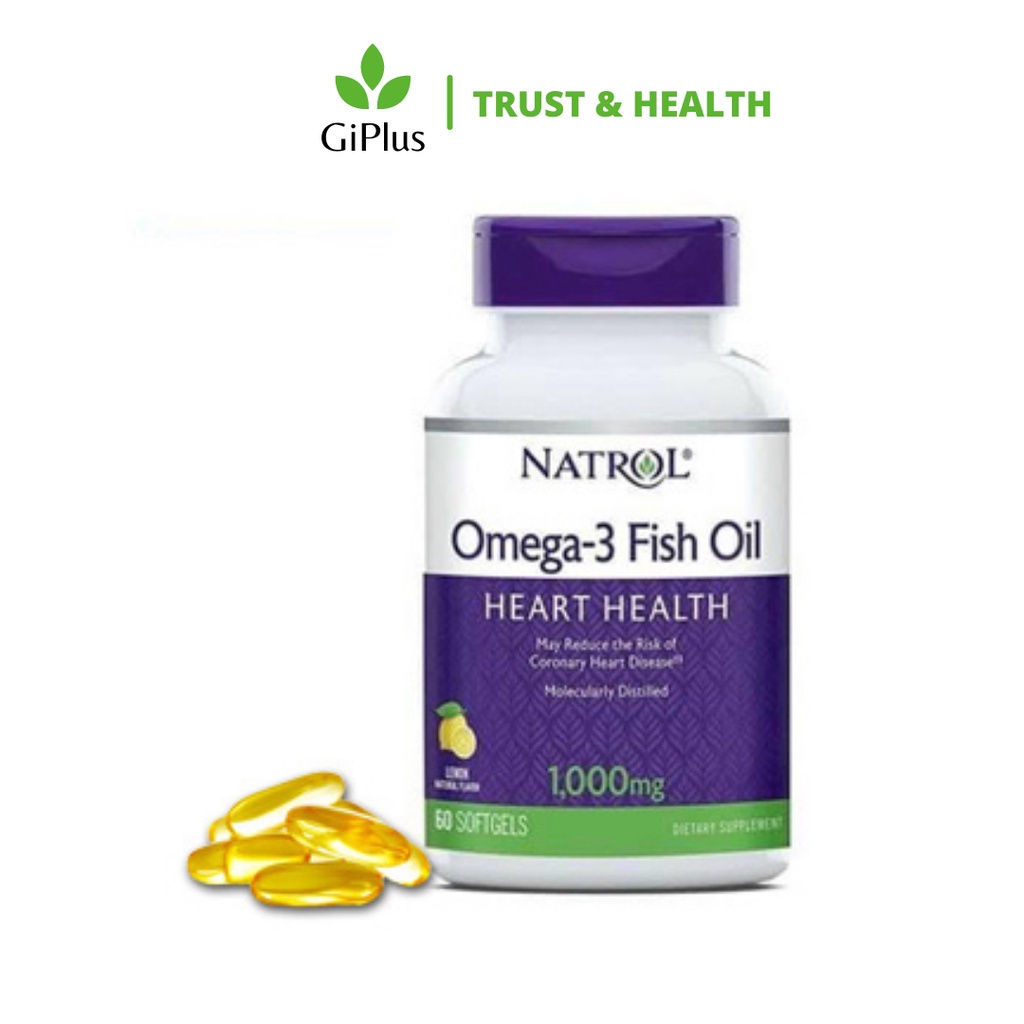 Viên Uống Dầu Cá Bổ Sung Omega-3 Natrol Omega-3 Fish Oil Heart Health 1000mg (60 Viên/Lọ)