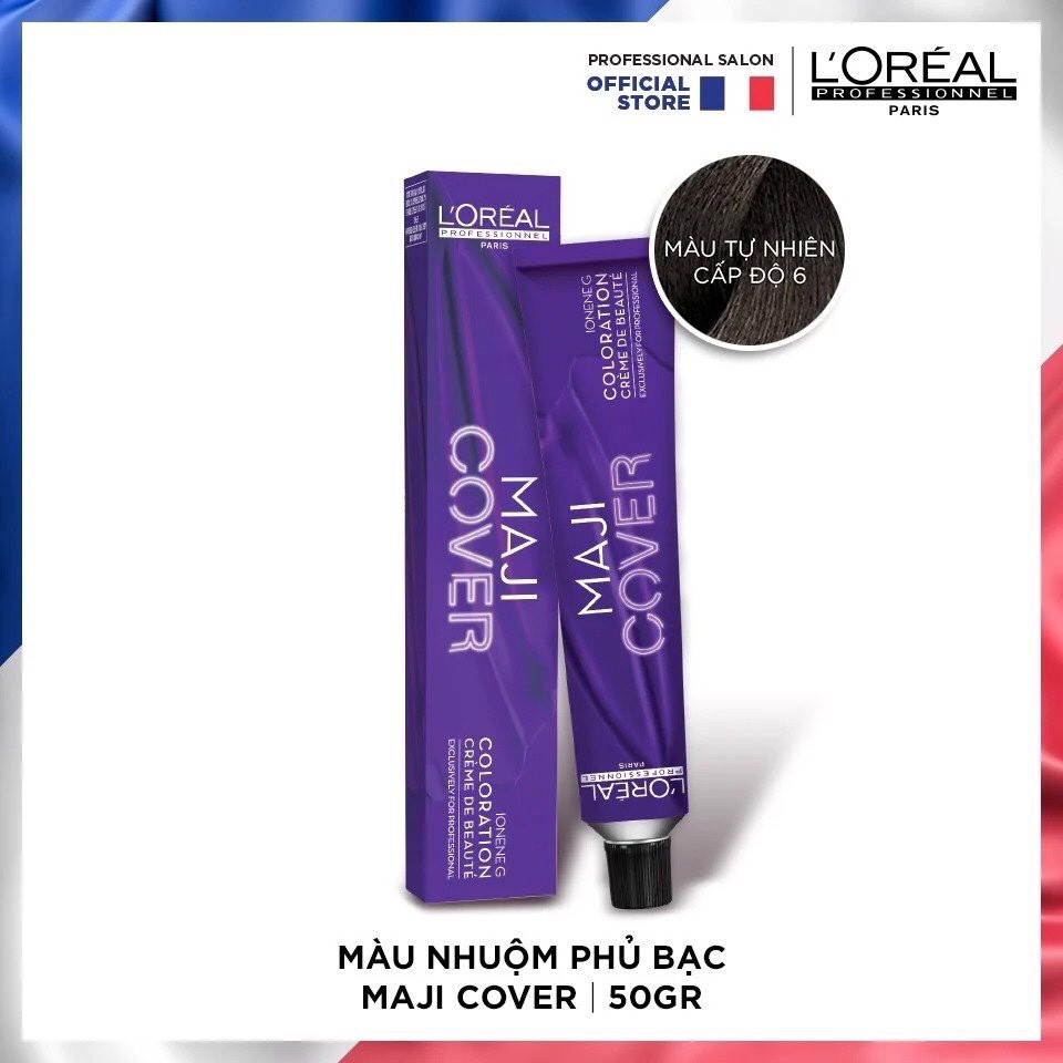 Màu nhuộm tóc phủ bạc cao cấp L'Oreal Maji Cover màu tự nhiên cấp độ 6 50ml