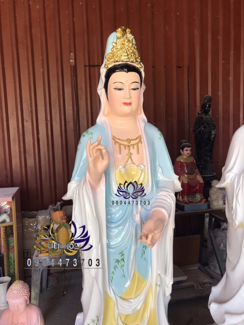 Tượng Quan Âm Bồ Tát cao 1m65 màu vẽ