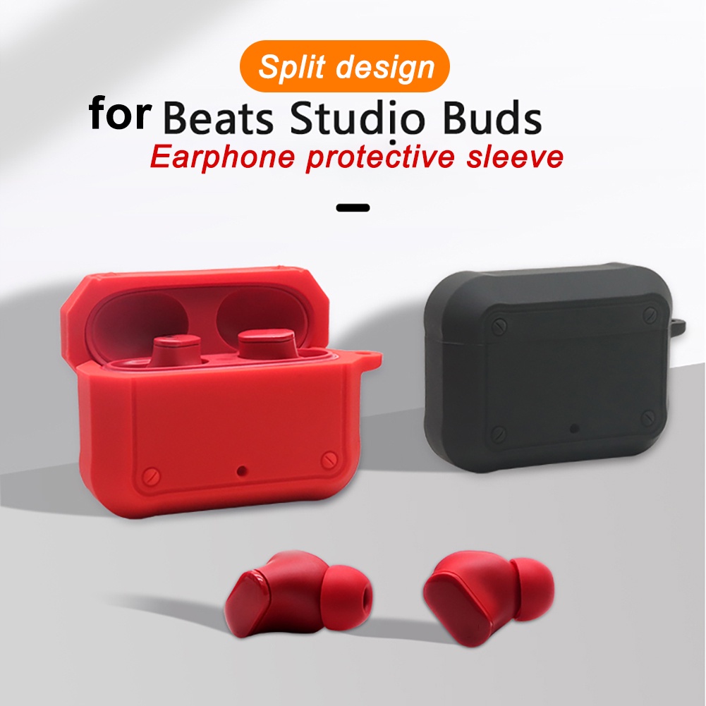 Vỏ Bảo Vệ Hộp Sạc Tai Nghe Bluetooth Beats Studio Buds Bằng Silicone Có Móc Chống Sốc