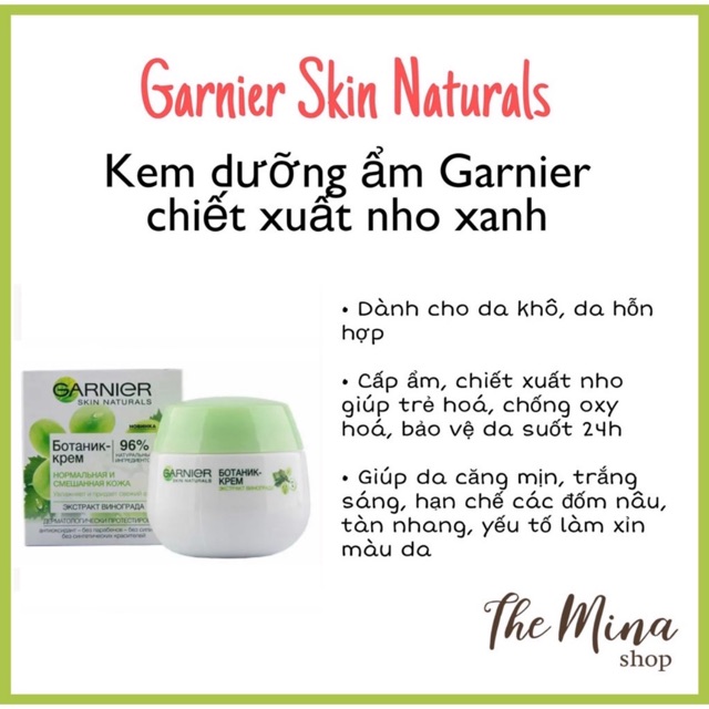 Kem dưỡng ẩm sáng da Garnier Skin Naturals các dòng.