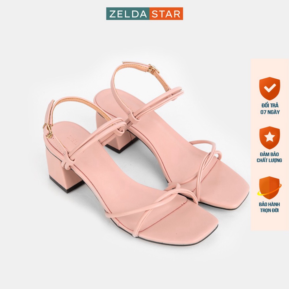 Giày Sandal Zelda Star cao gót vuông 5cm quai ngang mảnh - SN009820