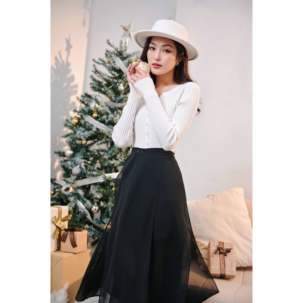 KOKA Áo len cổ xẻ khuy trong 57103