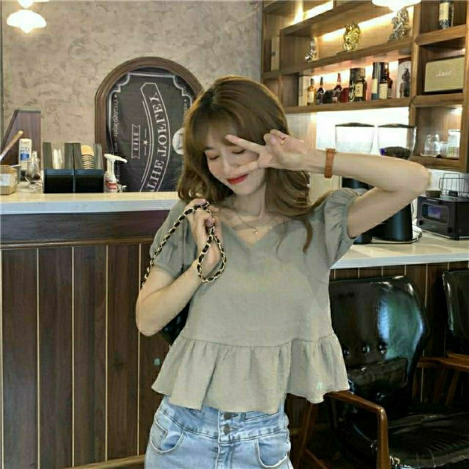 Áo voan BH ngắn tay màu sắc đơn giản thời trang Hàn Quốc cho nữ