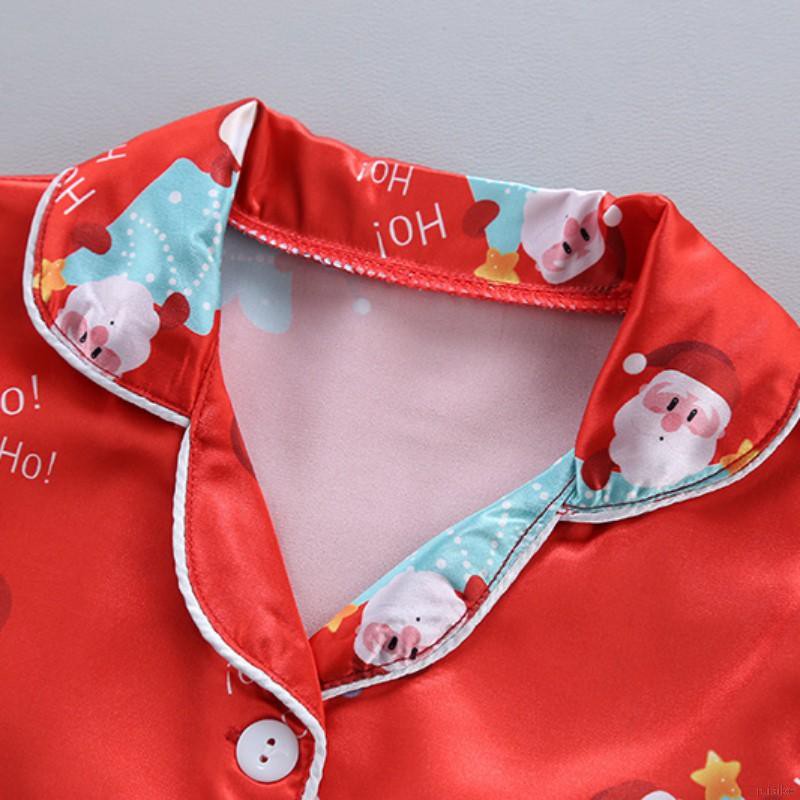 Bộ Đồ Ngủ Pijama Dài Tay Họa Tiết Giáng Sinh Cho Bé Từ 0-12 Tuổi