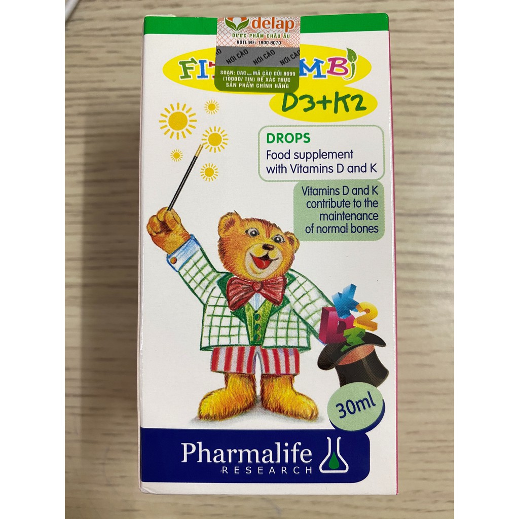 Fitobimbi D3+K2- Bổ sung vitamin D3 và vitamin K2, giúp hỗ trợ hấp thu canxi cho cơ thể. · Hỗ trợ xương, răng chắc khỏe