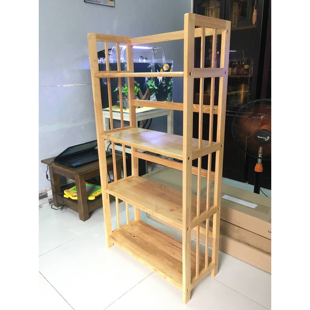 Kệ Sách Gỗ Cao Su 4 Tầng Đầy Đủ Kích Thước Chống Mối Mọt Hiệu Qủa