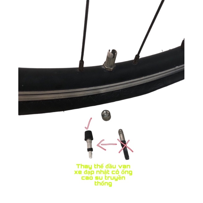Đầu Van xe đạp Nhật - thay thế van có ống caosu