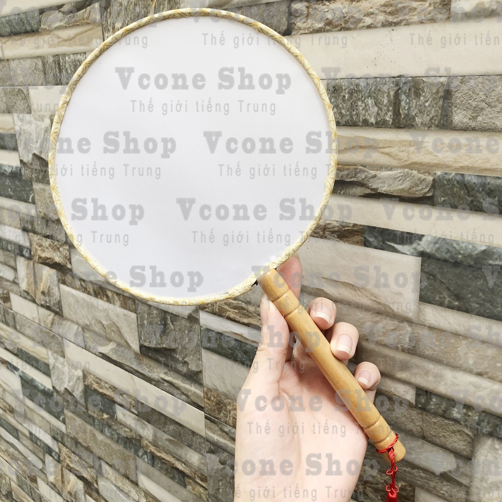 Quạt tròn cổ trang Trắng trơn màu CHO BÉ cầm tay xinh xắn phong cách Trung Quốc