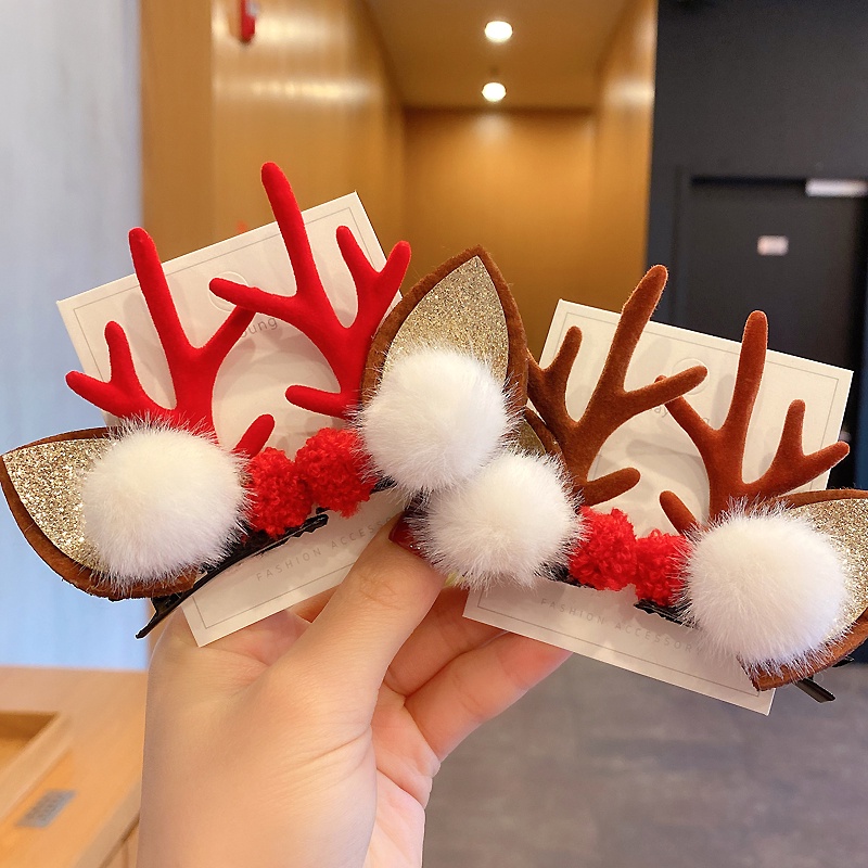 Kẹp tóc hình gạc nai giáng sinh đáng yêu làm quà cho bé gái