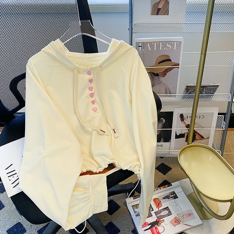 Áo Hoodie Màu Kem Dễ Thương Cho Nữ