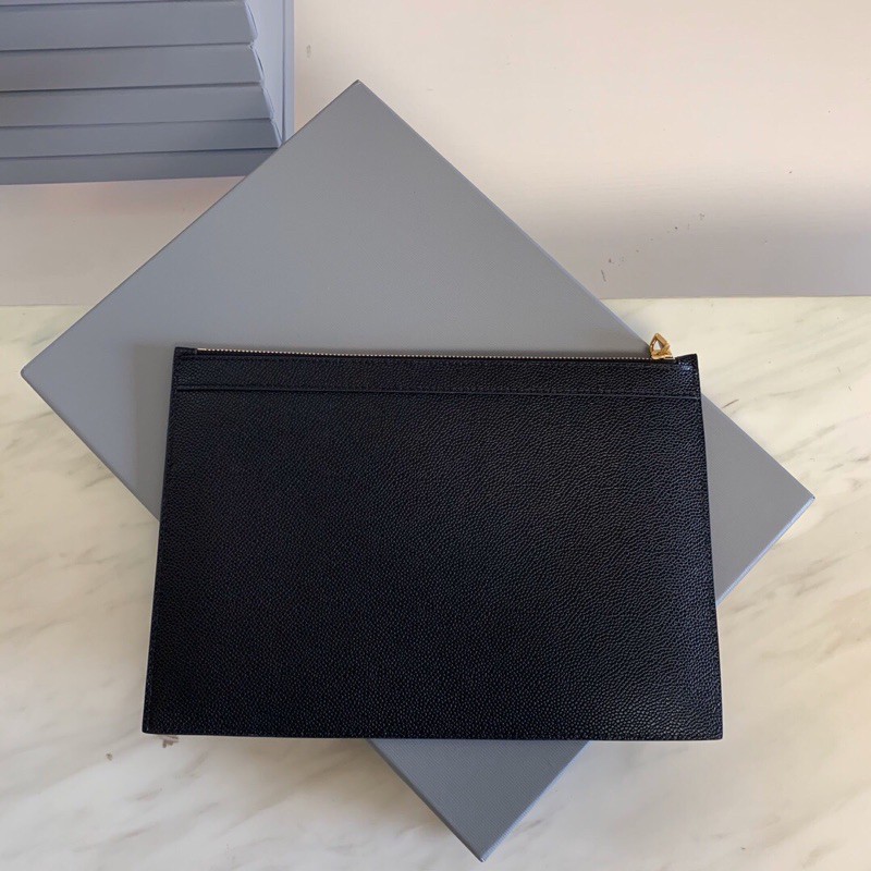 Ví tab đứng nam chất liệu da lớp ngoài cao cấp khoá kéo kim loại chống bay màu thom browne