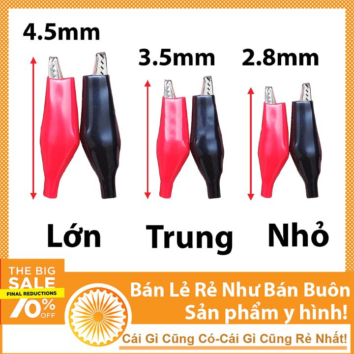 Combo 10 Kẹp Cá Sấu Loại Nhỏ 2.6cm (5 Đỏ - 5 Đen)