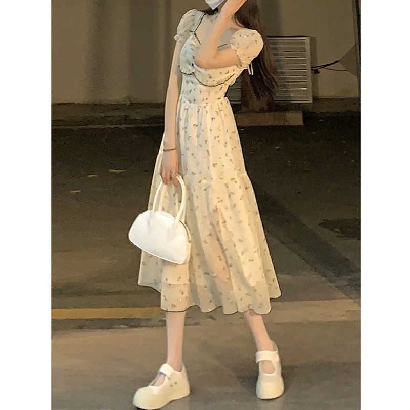 Đầm Hoa Ngắn Tay Thiết Kế Mới Thời Trang Mùa Hè Theo Phong Cách Pháp