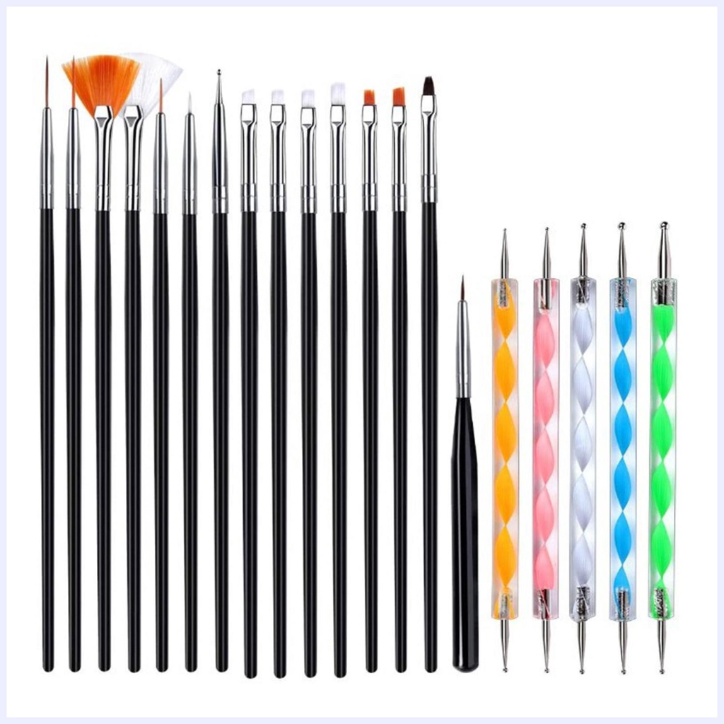Một bộ gồm 15 bút vẽ móng + 5 bút khoan điểm sơn hai đầu,tự làm móng nghệ thuật tại nhà